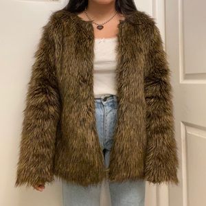 vintage brown faux fur coat